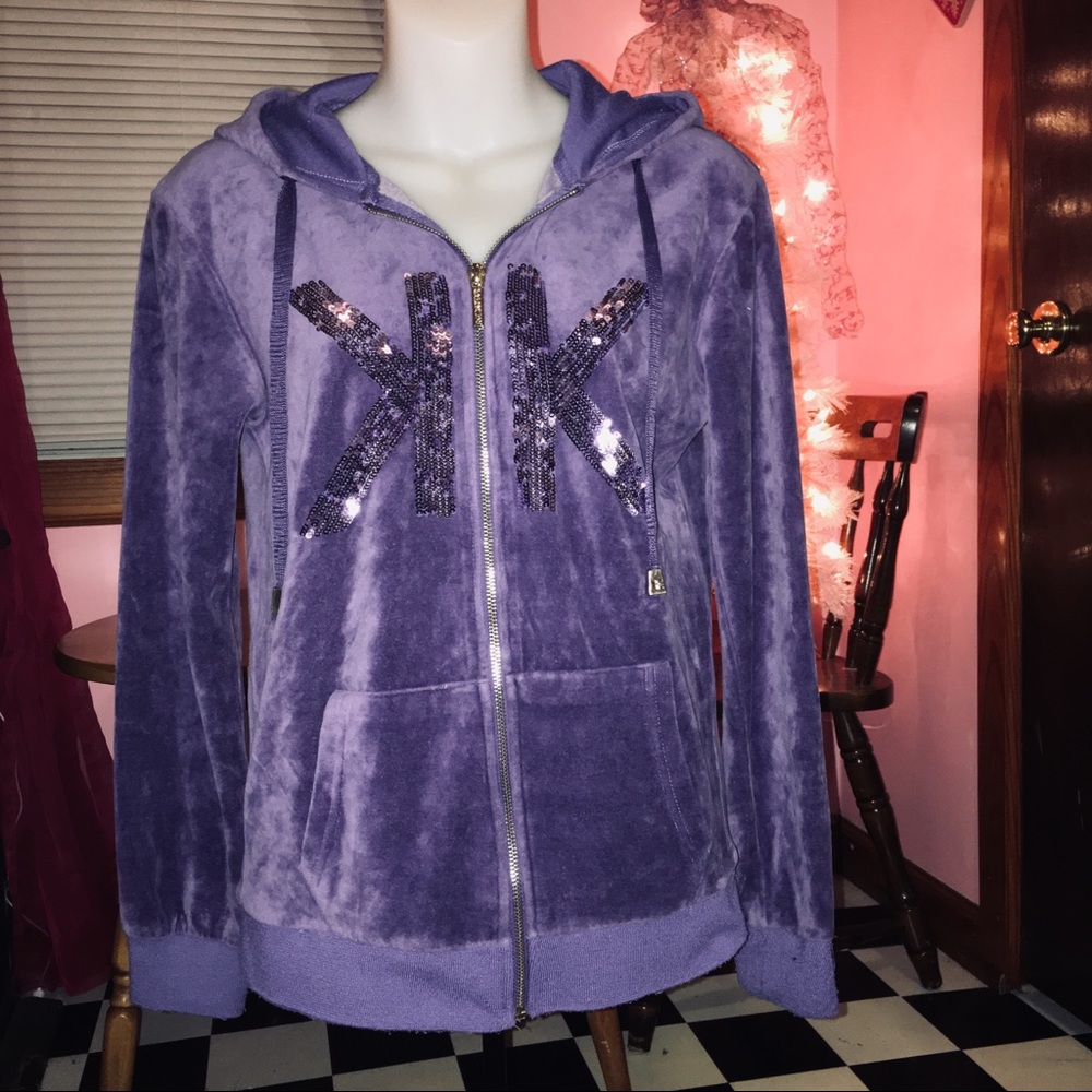 NWOT NEW Y2K Kardashian Kollection Velour Zip Hoodie S